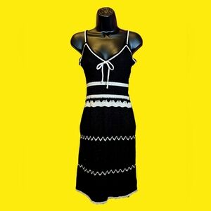 Elegant Black and White Midi Dress